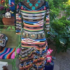 New Vintage Collection/ Western Fiesta Saltillo Dress/ Serape Embroidery ~S~